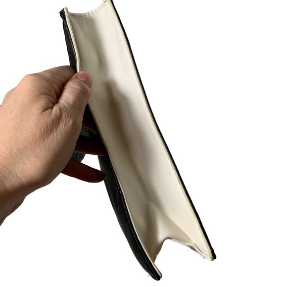 Justfab Joey portfolio iPad clutch black faux leather python embossed fold over - Picture 4 of 9